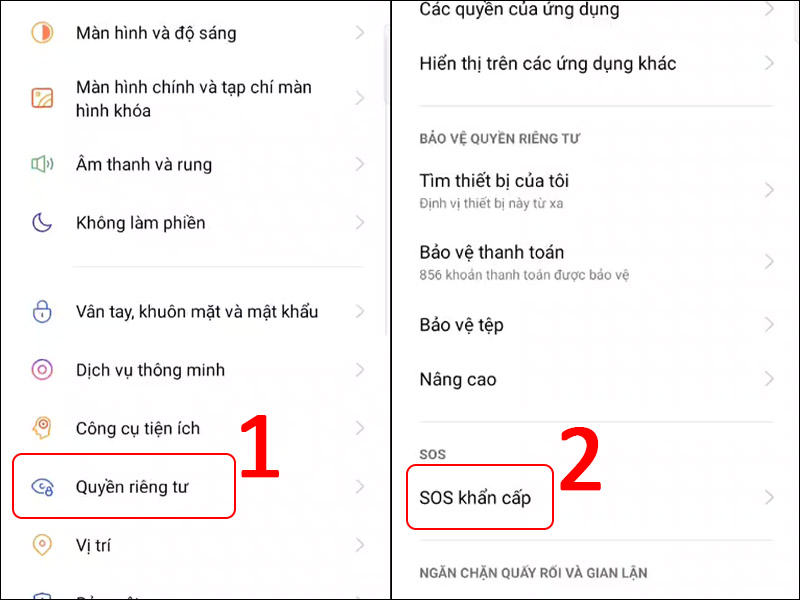 C&agrave;i đặt SOS khẩn cấp